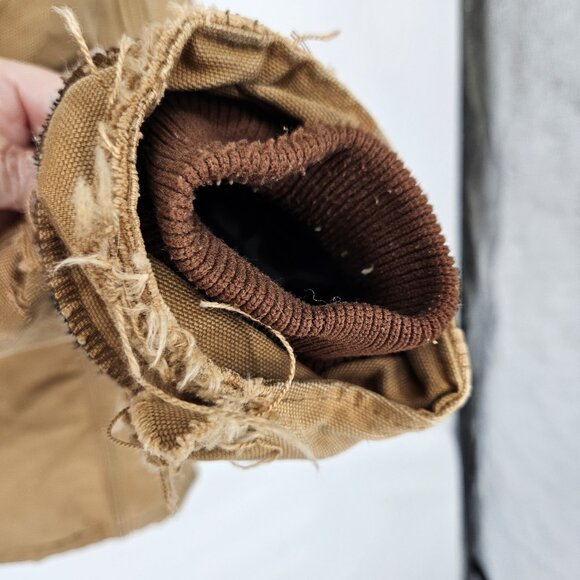 Carhartt Jacket Mens Large Brown Quilted Workwear Distressed Canvas Lined Zip - Picture 8 of 14